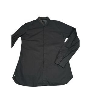 The Kooples Black Button Down Fitted Shirt With Lamb Skin Collar Size M